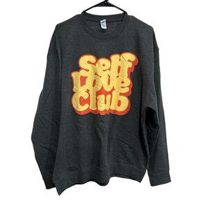 Self Love Club NEW Graphic Sweatshirt Brisco Brands Blend Dark Grey Sz XL